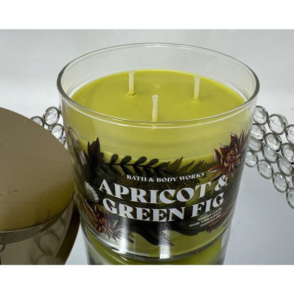 Bath & Body Works APRICOT & GREEN FIG Large 3 Wick Scented Candle 14.5 oz - Picture 2 of 4